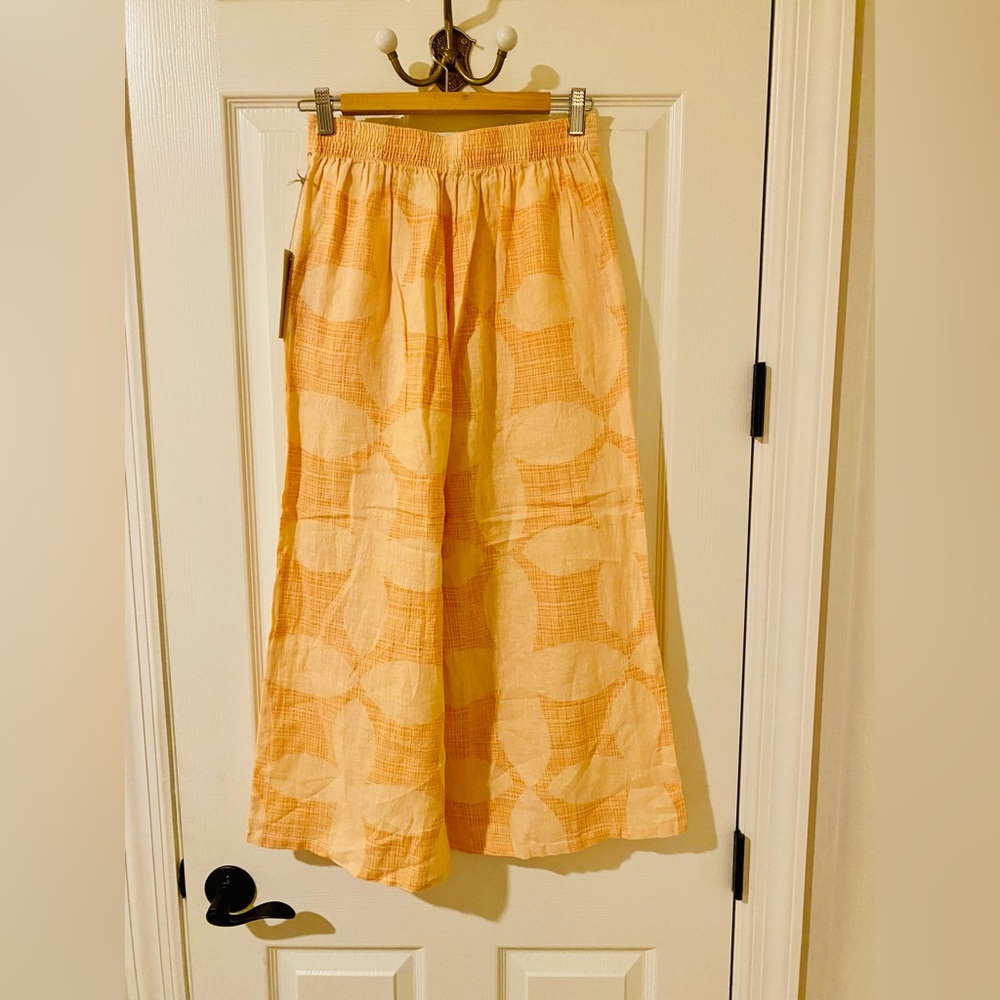 NWT Joie tangerine 💯 linen cropped wide leg pants